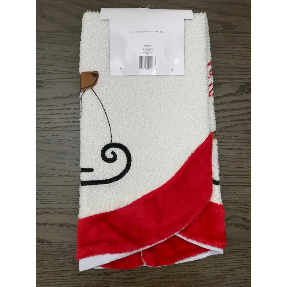NWT Dachshund Christmas Tree Skirt 40” Happy Holidays Red Faux Fur Trim